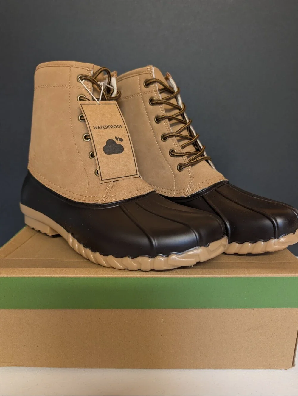 JBU Maine Waterproof Winter Duck Boots Men's 11M Dark Brown/ Beige